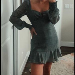 Houndstooth/plaid sweetheart dress